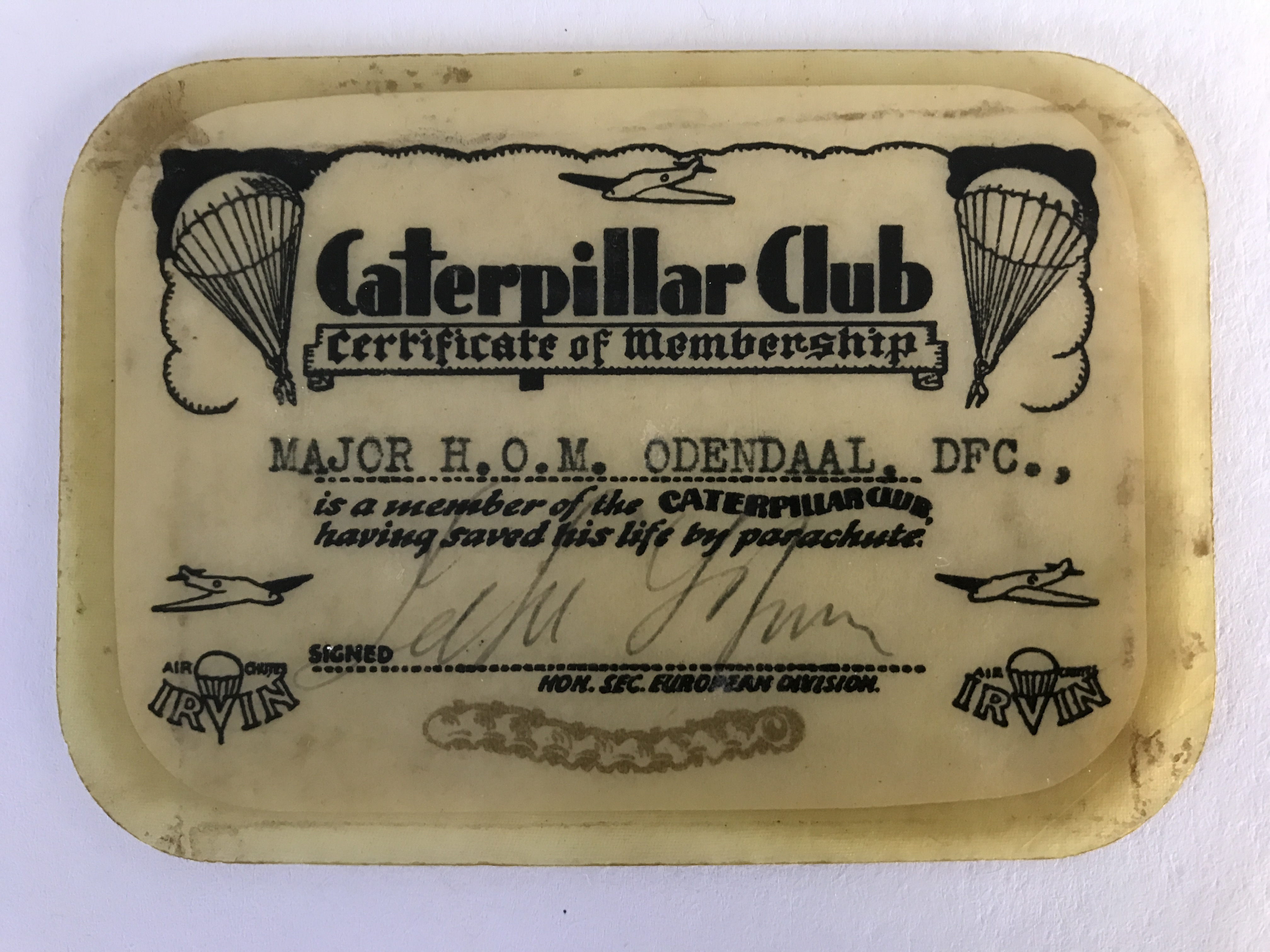 caterpillar club card